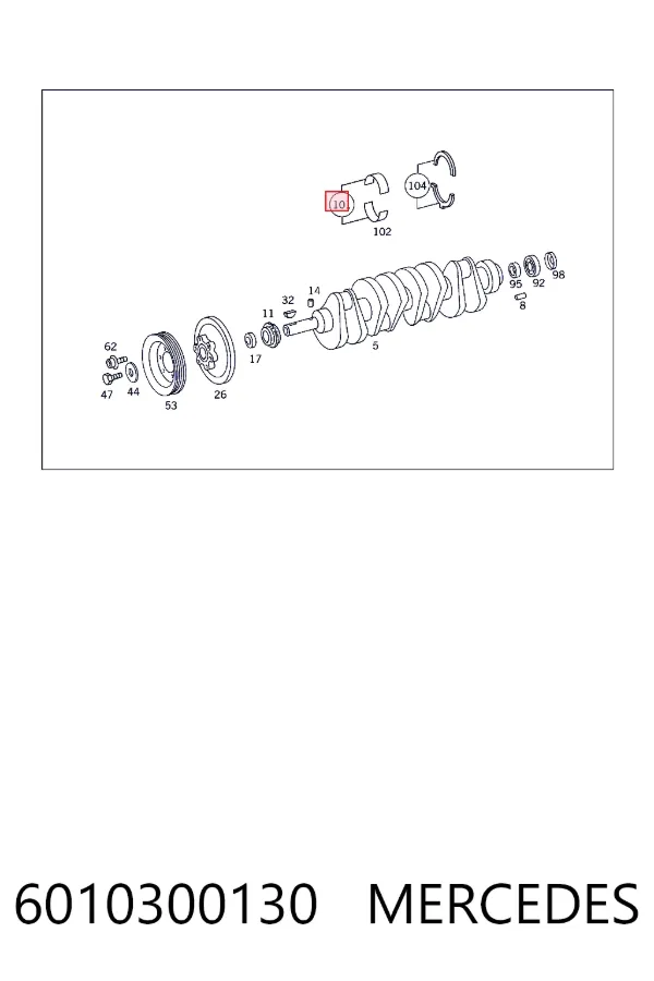 Folhas inseridas principais de cambota, kit, 1ª reparação ( + 0,25) 6010300130 Mercedes
