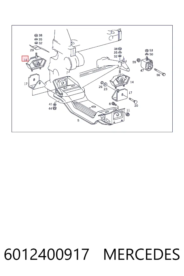 Coxim (suporte) dianteiro de motor 6012400917 Mercedes