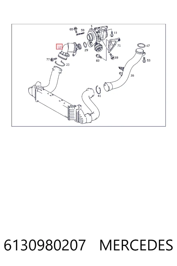 Cano derivado de ar, saída de turbina (supercompressão) 6130980207 Mercedes