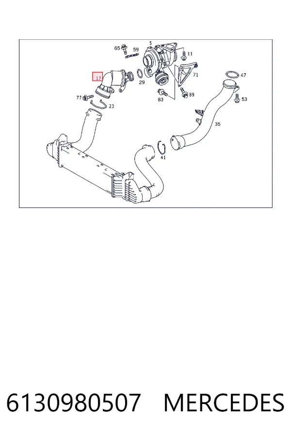 Cano derivado de ar, saída de turbina (supercompressão) 6130980507 Mercedes