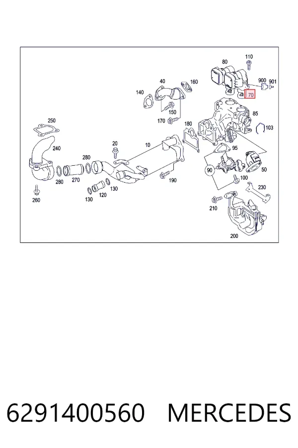 Válvula EGR de recirculação dos gases 6291400560 Mercedes