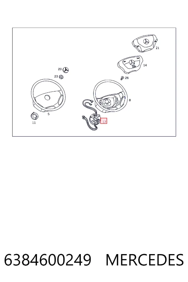 Anel AIRBAG de contato, cabo plano do volante 6384600249 Mercedes