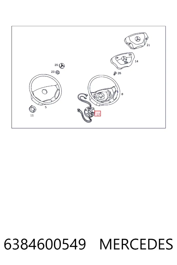Anel AIRBAG de contato, cabo plano do volante 6384600549 Mercedes