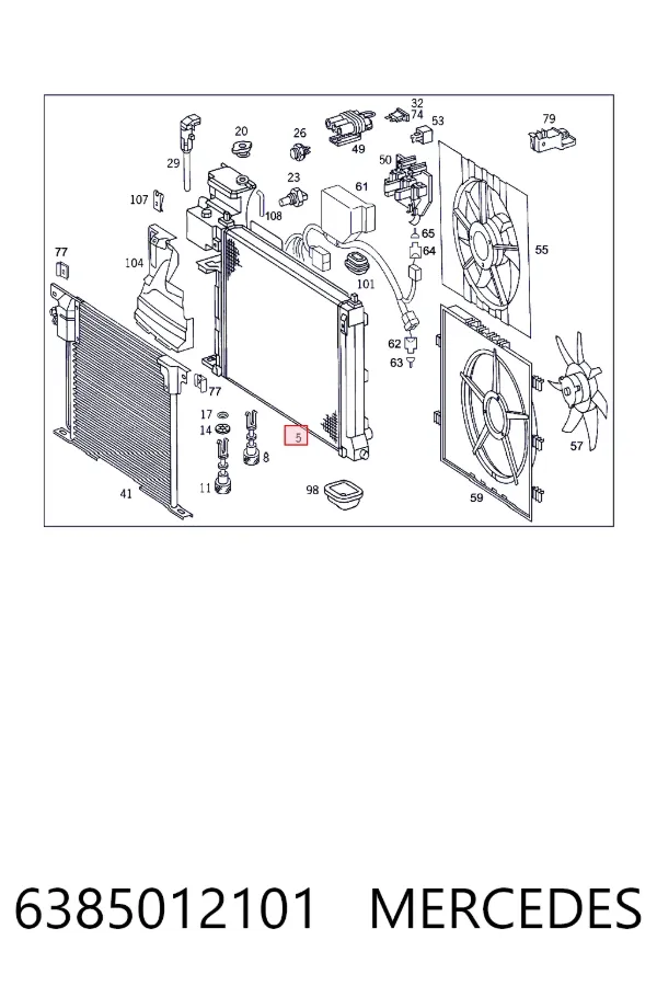 Radiador de esfriamento de motor 6385012101 Mercedes