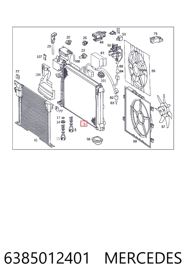 Radiador de esfriamento de motor 6385012401 Mercedes