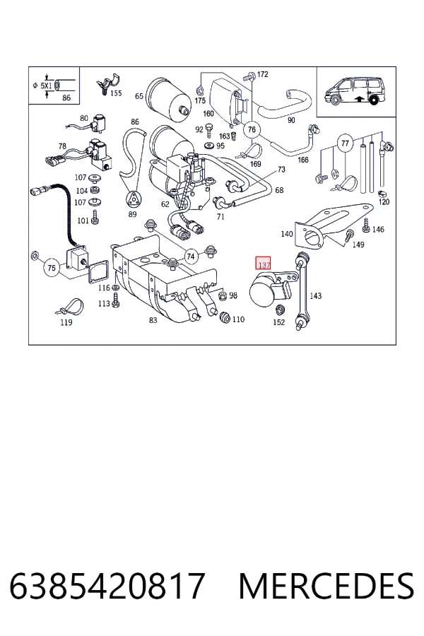 Sensor dianteiro do nível de posição de carroçaria 6385420817 Mercedes
