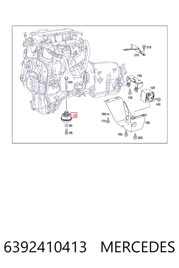 Coxim (suporte) dianteiro de motor 6392410413 Mercedes