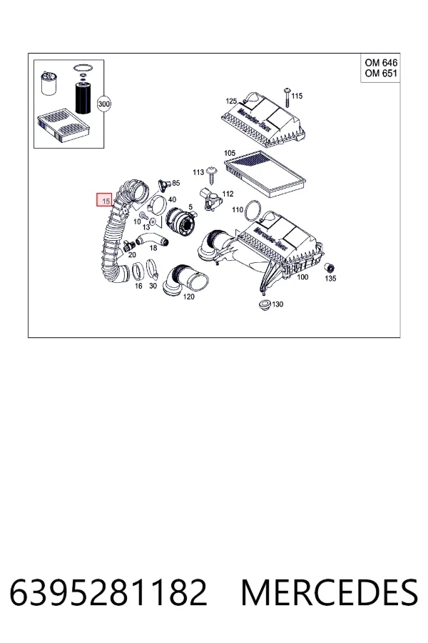 Cano derivado de ar, saída de filtro de ar 6395281182 Mercedes