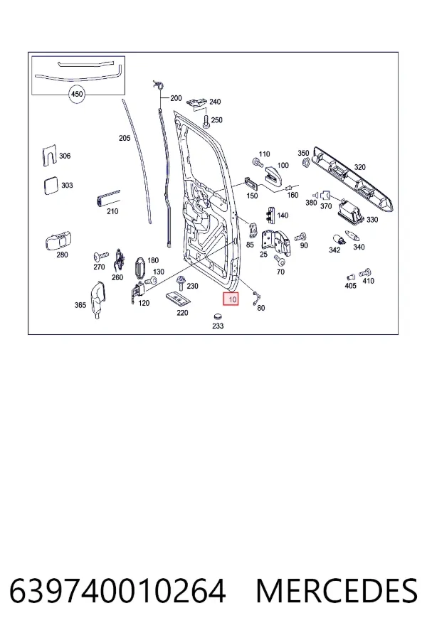 Porta batente traseira direita de furgão 639740010264 Mercedes