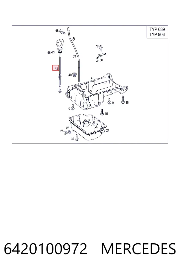 Sonda (indicador) do nível de óleo no motor 6420100972 Mercedes
