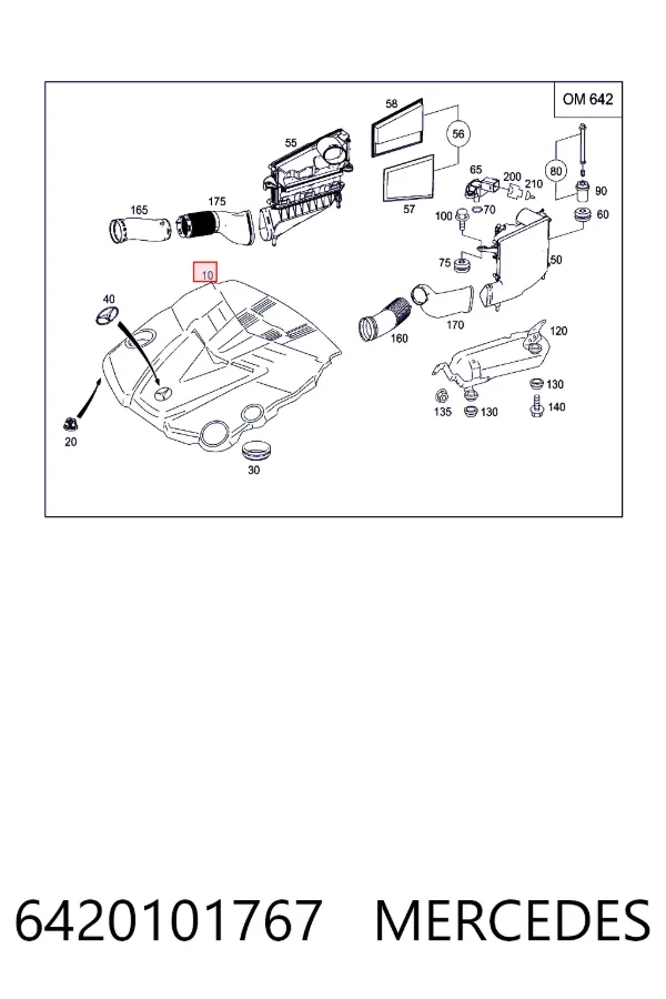Tampa de motor decorativa 6420101767 Mercedes