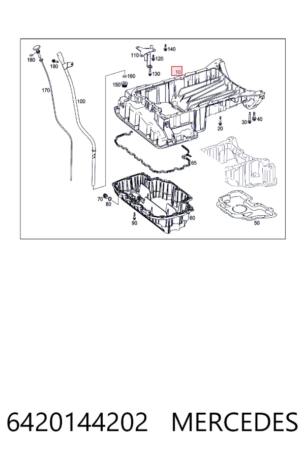 Panela de óleo de cárter do motor, parte superior 6420144202 Mercedes