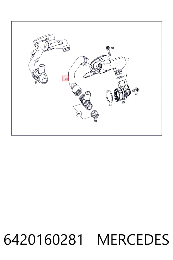 Cano derivado de ventilação de cárter (de separador de óleo) 6420160281 Mercedes