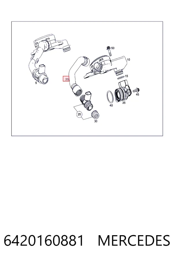 Cano derivado de ventilação de cárter (de separador de óleo) 6420160881 Mercedes