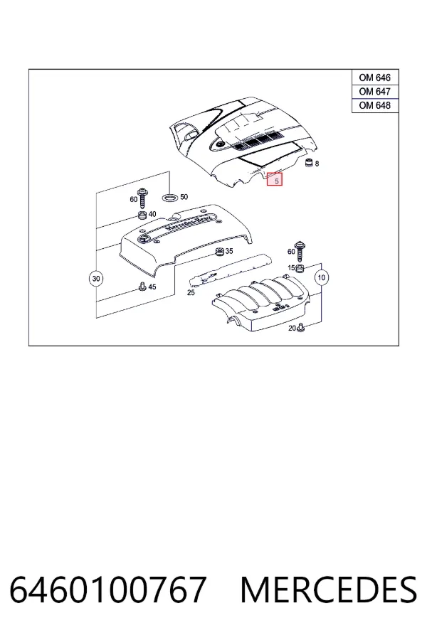 Tampa de motor decorativa 6460100767 Mercedes
