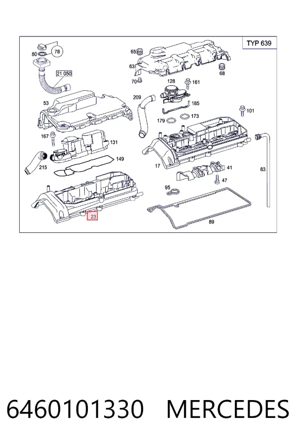 Tampa de válvulas 6460101330 Mercedes