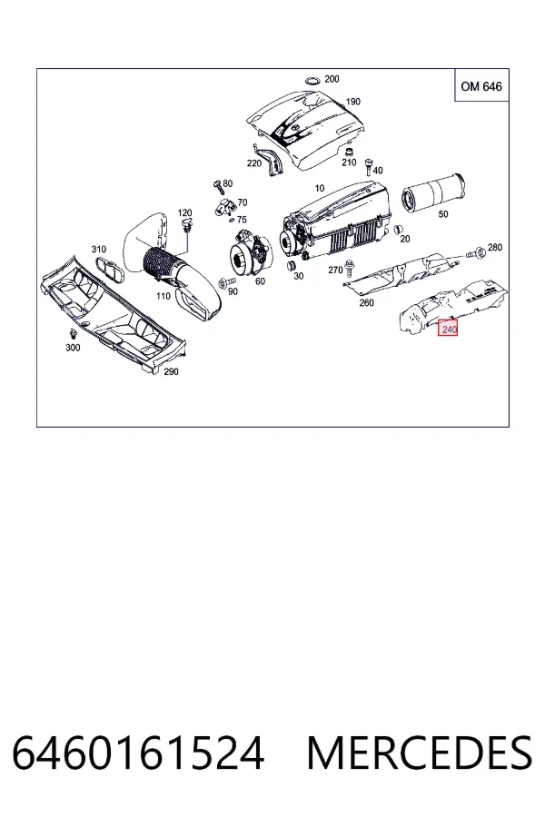 Tampa de motor decorativa 6460161524 Mercedes