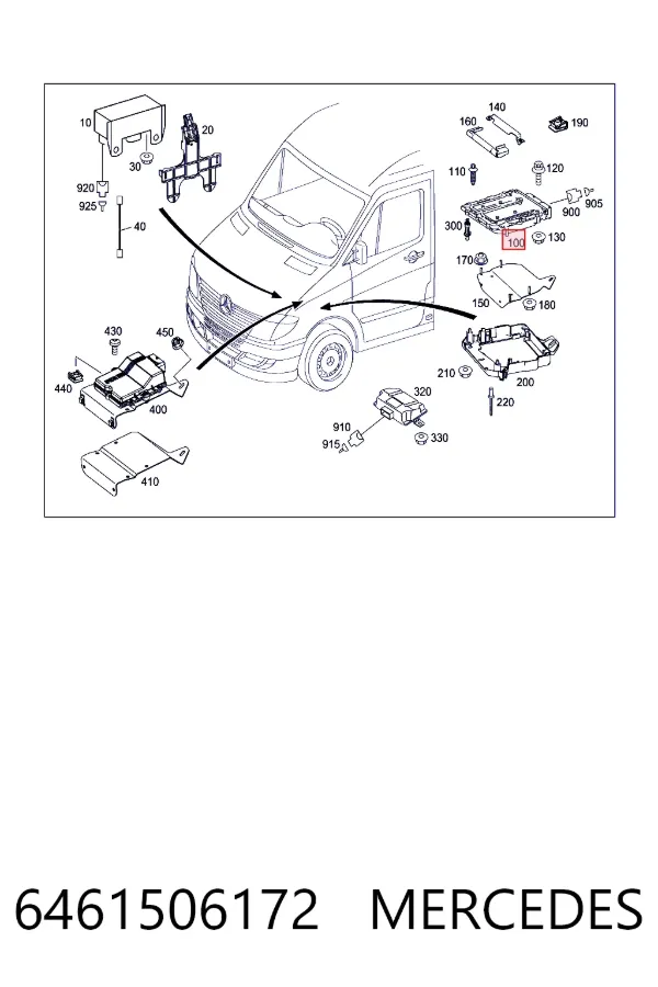 Módulo de direção (Centralina eletrônica) de motor 6461506172 Mercedes