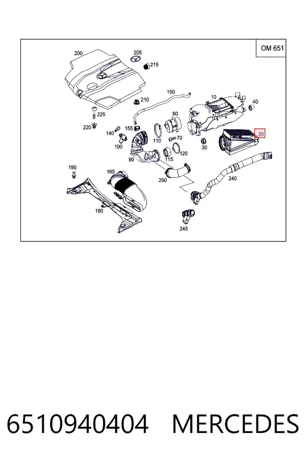 Filtro de ar 6510940404 Mercedes