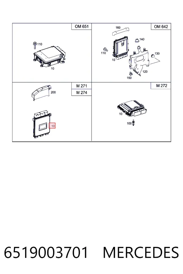 Módulo de direção (Centralina eletrônica) de motor 6519003701 Mercedes