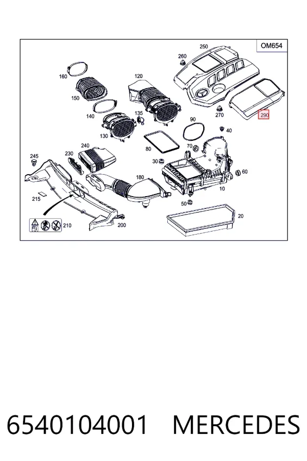 Tampa de motor decorativa 6540104001 Mercedes