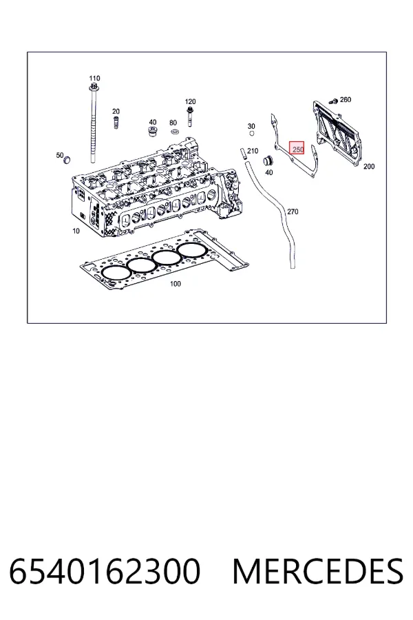 Vedante superior de tampa dianteira de motor 6540162300 Mercedes