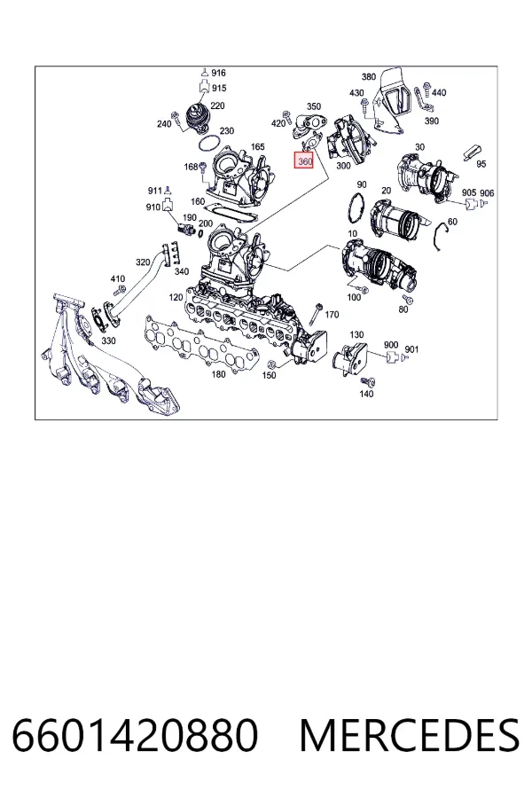 Vedante de válvula EGR de recirculação 6601420880 Mercedes