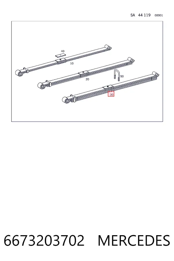 Suspensão de lâminas dianteira 6673203702 Mercedes