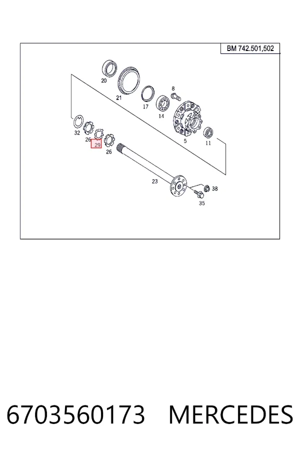 Anel de travagem de rolamento de cubo dianteiro 6703560173 Mercedes