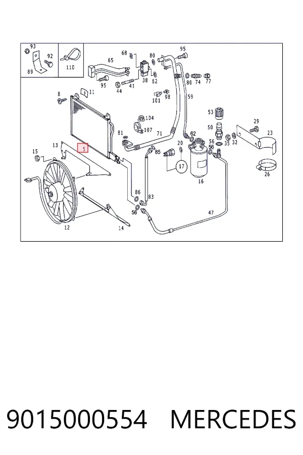Radiador de aparelho de ar condicionado 9015000554 Mercedes