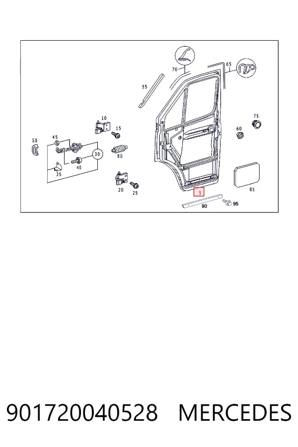 Porta dianteira direita 901720040528 Mercedes