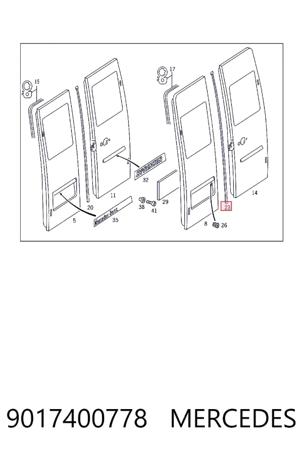Compactador da porta traseira (na porta) 9017400778 Mercedes