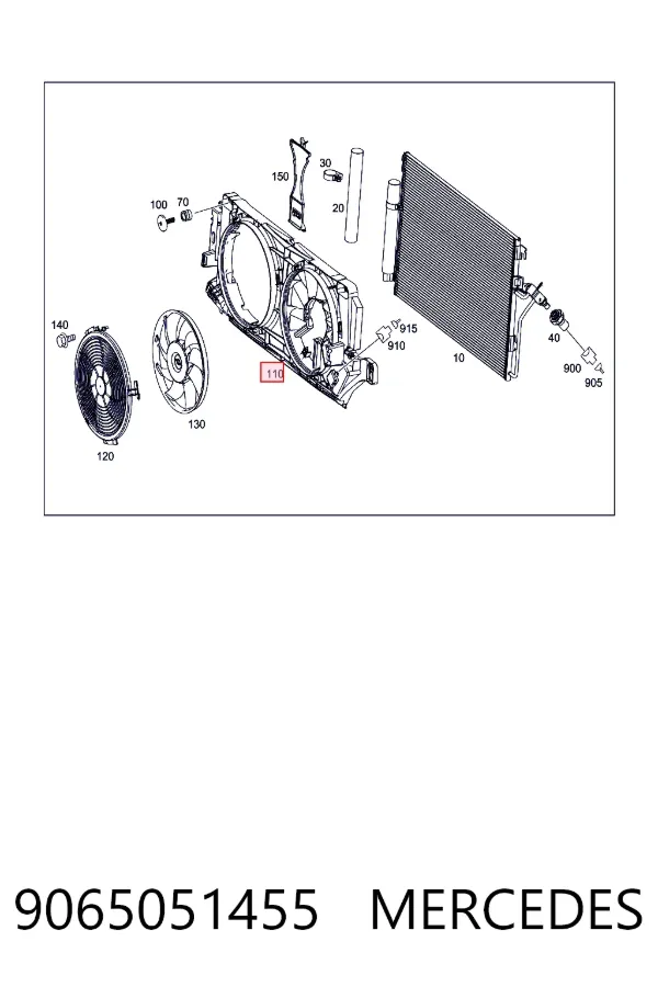 Difusor do radiador de aparelho de ar condicionado 9065051455 Mercedes