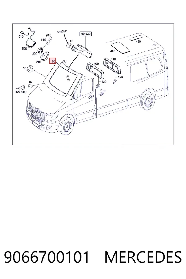 Pára-brisas 9066700101 Mercedes