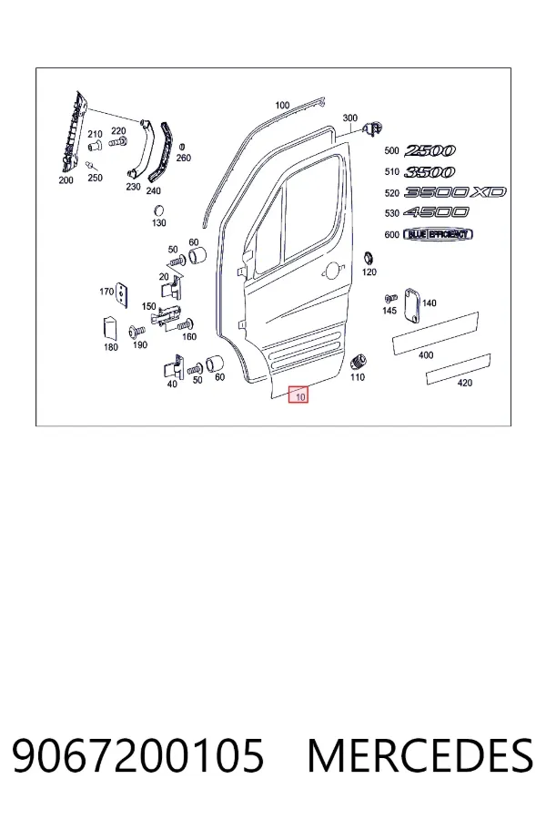 Porta dianteira direita 9067200105 Mercedes
