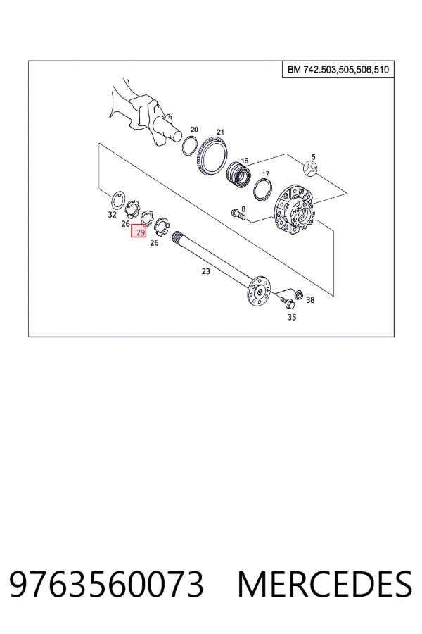 Anel de travagem de rolamento de cubo dianteiro 9763560073 Mercedes
