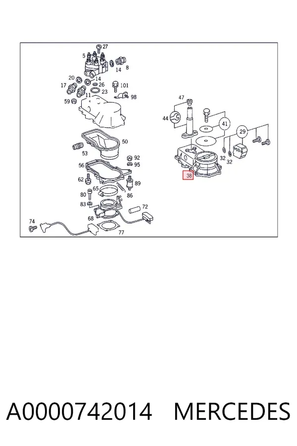 Sensor de fluxo (consumo) de ar, medidor de consumo M.A.F. - (Mass Airflow) A0000742014 Mercedes