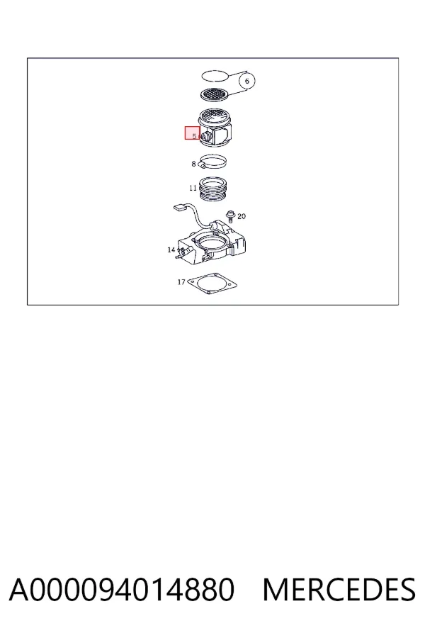 Sensor de fluxo (consumo) de ar, medidor de consumo M.A.F. - (Mass Airflow) A000094014880 Mercedes