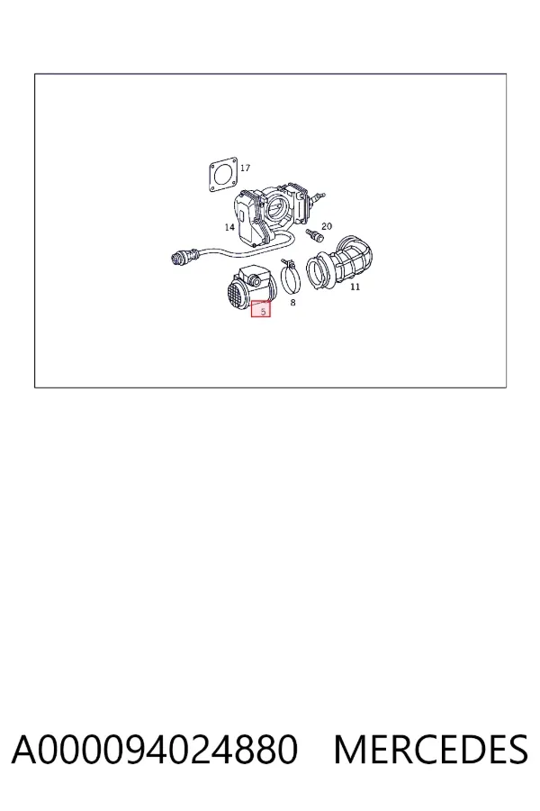 Sensor de fluxo (consumo) de ar, medidor de consumo M.A.F. - (Mass Airflow) A000094024880 Mercedes