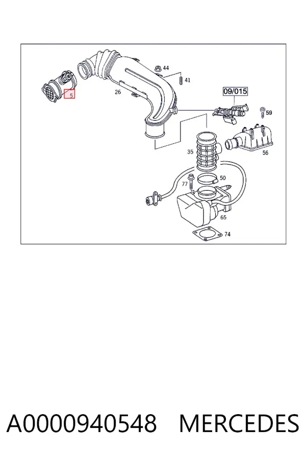 Sensor de fluxo (consumo) de ar, medidor de consumo M.A.F. - (Mass Airflow) A0000940548 Mercedes