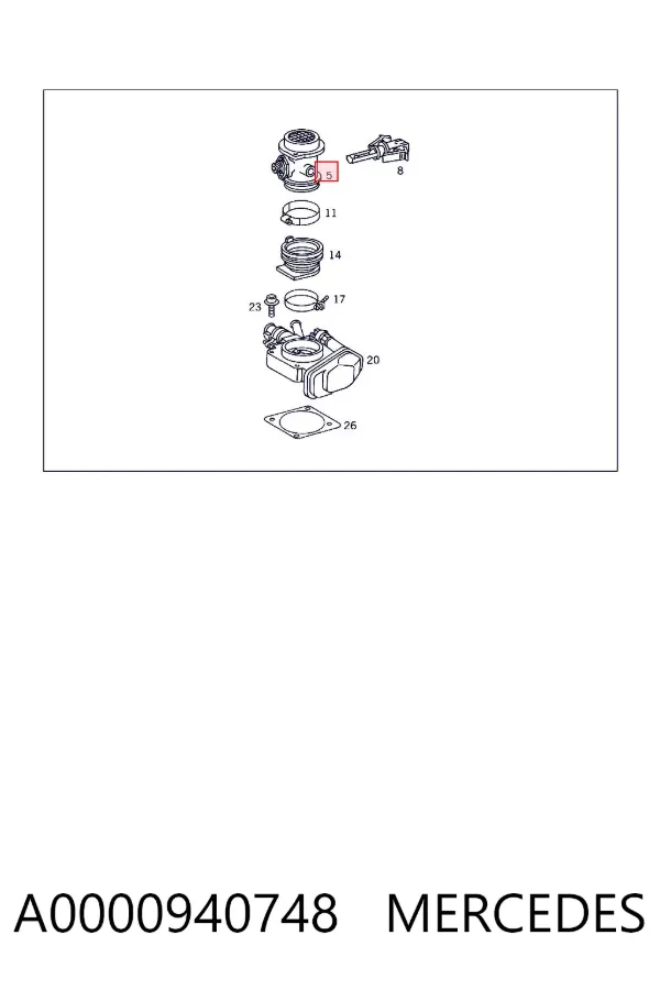 Sensor de fluxo (consumo) de ar, medidor de consumo M.A.F. - (Mass Airflow) A0000940748 Mercedes