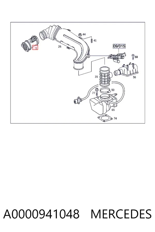 Sensor de fluxo (consumo) de ar, medidor de consumo M.A.F. - (Mass Airflow) A0000941048 Mercedes