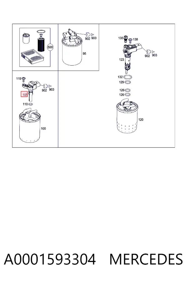 Aquecedor de combustível no filtro A0001593304 Mercedes