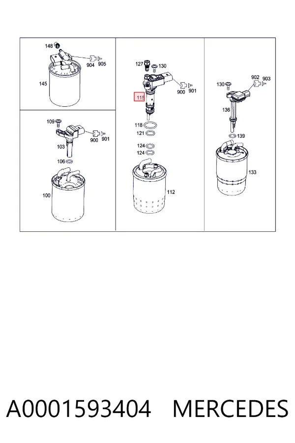 Aquecedor de combustível no filtro A0001593404 Mercedes