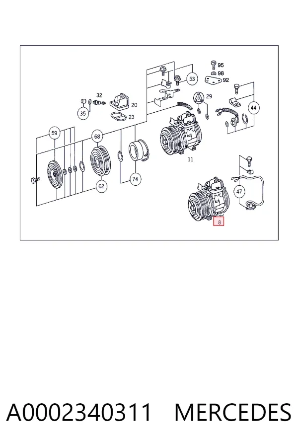 Compressor de aparelho de ar condicionado A0002340311 Mercedes