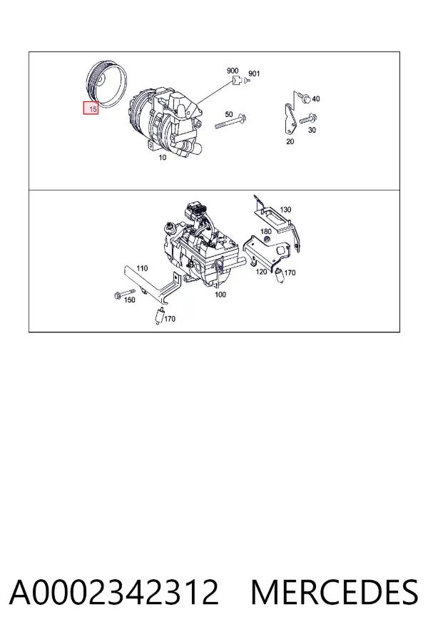 Compressor de aparelho de ar condicionado A0002342312 Mercedes