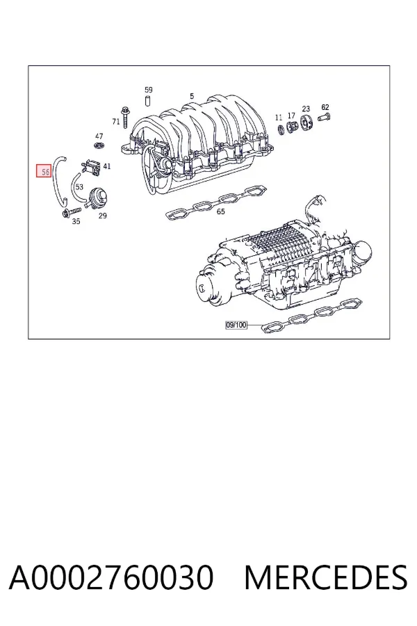 Cano derivado de ar do medidor de consumo do ar A0002760030 Mercedes