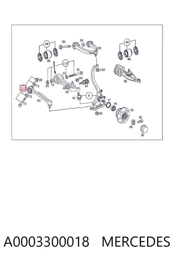 Parafuso de fixação de braço oscilante dianteiro, kit A0003300018 Mercedes