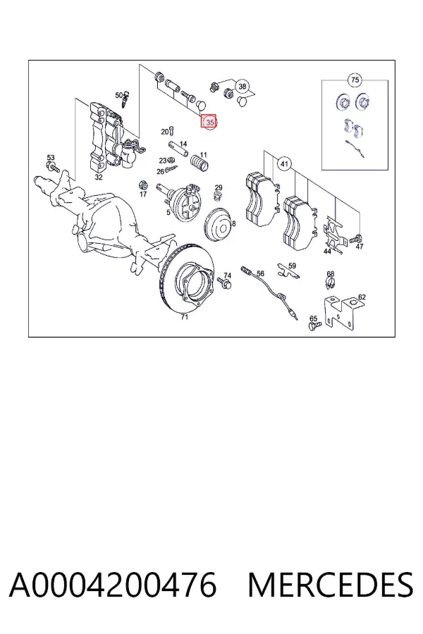 Kit de reparação de suporte do freio dianteiro A0004200476 Mercedes