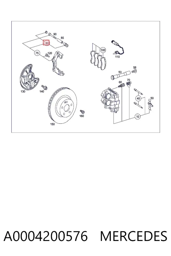 Kit de reparação de suporte do freio dianteiro A0004200576 Mercedes